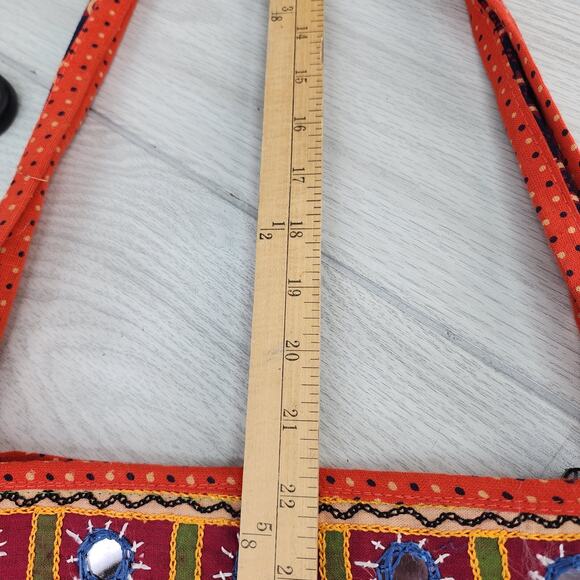 Elephant Purse Indian Boho Crossbody Handbag Wide Strap Embroidered Mirror Hippi - Picture 13 of 13